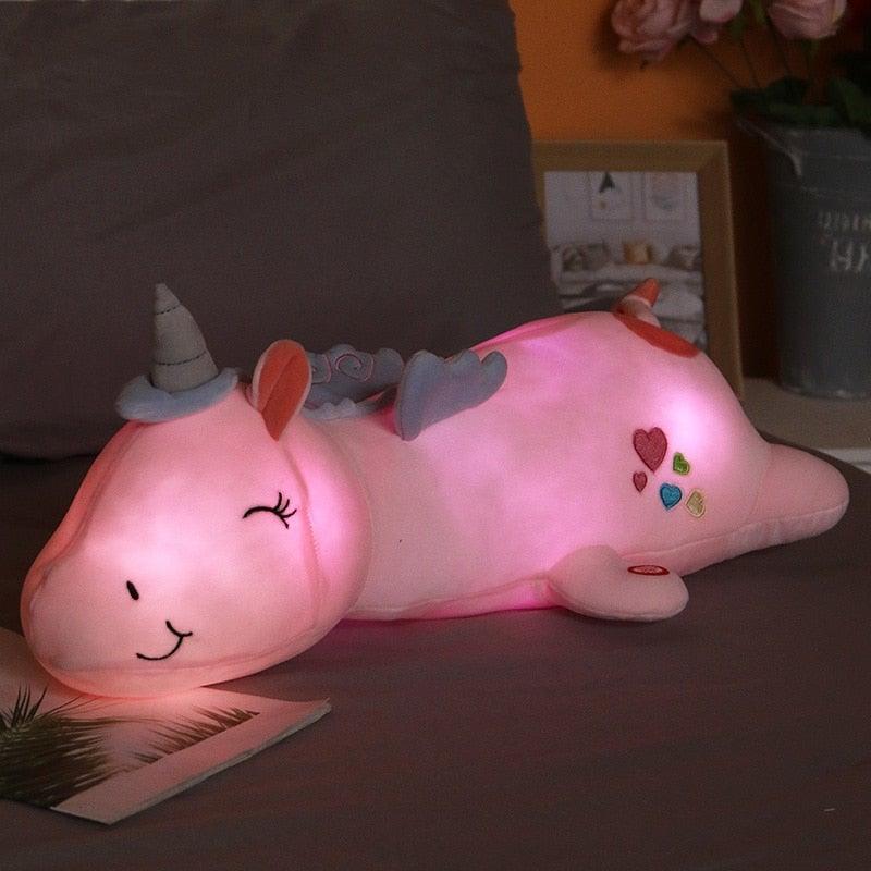 Lunacorn Licorne Lumineuse | Ami en Peluche Douillet | LEDs Arc-en-Ciel | Cadeau Parfait pour Enfants