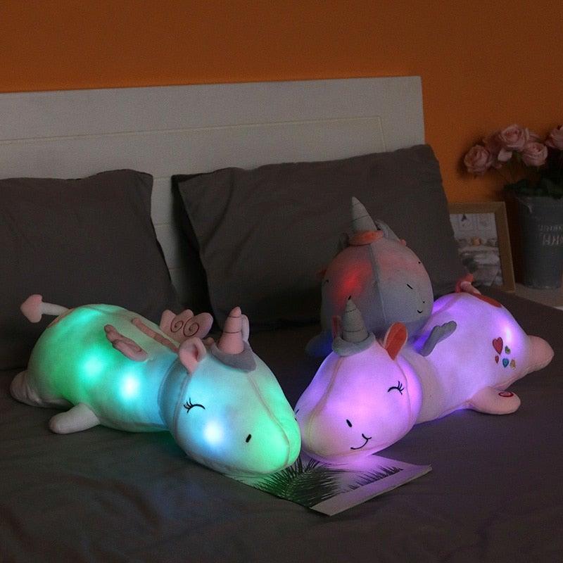 Lunacorn Licorne Lumineuse | Ami en Peluche Douillet | LEDs Arc-en-Ciel | Cadeau Parfait pour Enfants