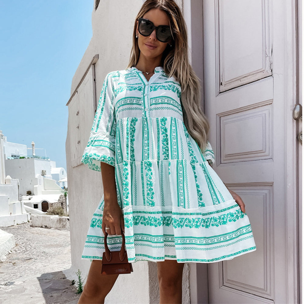 Robe à volants pour l'été 2025 | Belle robe boho légère avec un motif joyeux