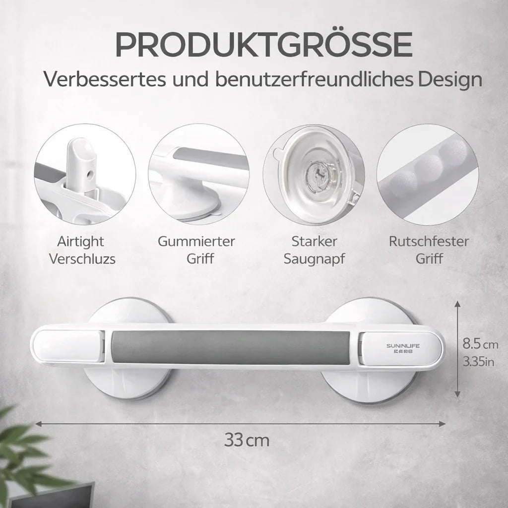 SecureGrip : Poignée de sécurité sans perçage pour douche et bain