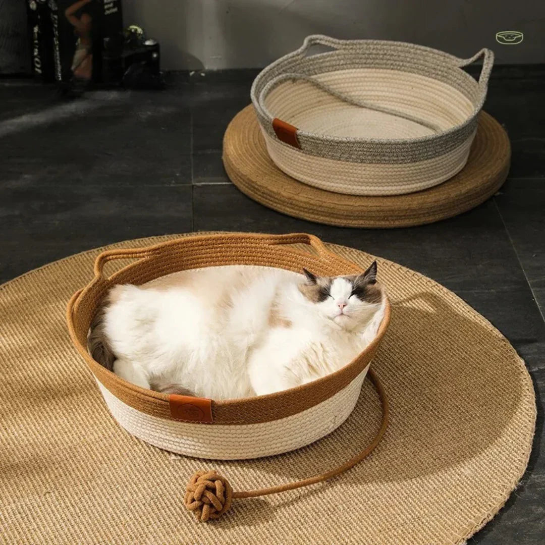 Lit en corde de coton tissée à la main pour un confort ultime des chats