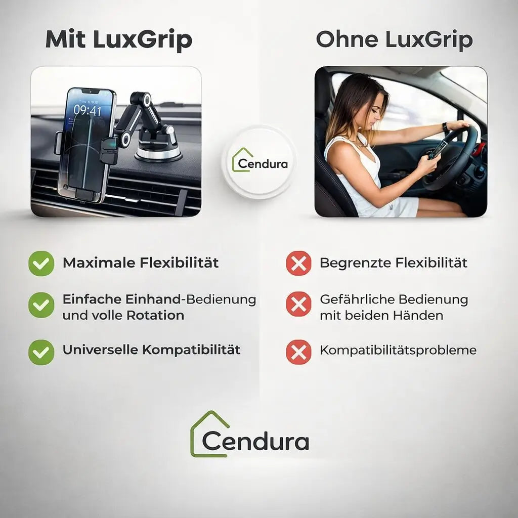 Support de téléphone pour voiture | Support de téléphone avec ventouse & rotation à 360° | LuxGrip