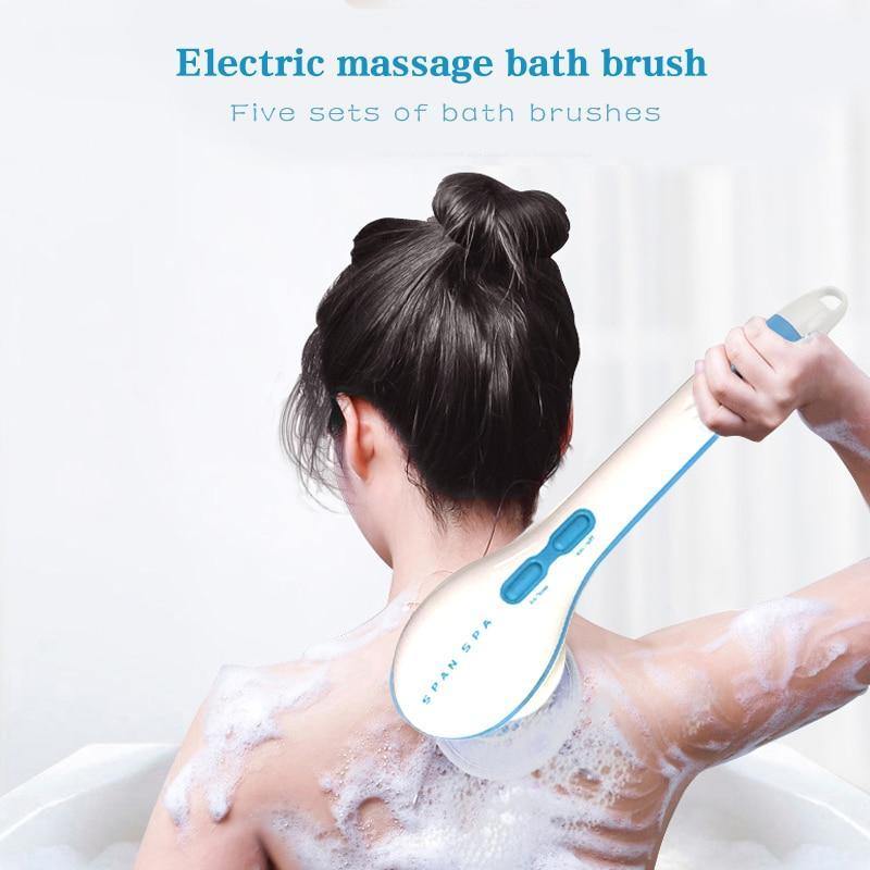 Brosse de Douche Électrique 5 en 1 pour Nettoyage et Massage
