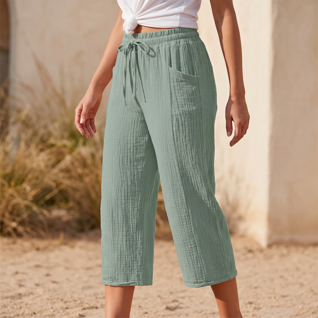 Selora – Pantalons Capri Crinkle pour Femmes