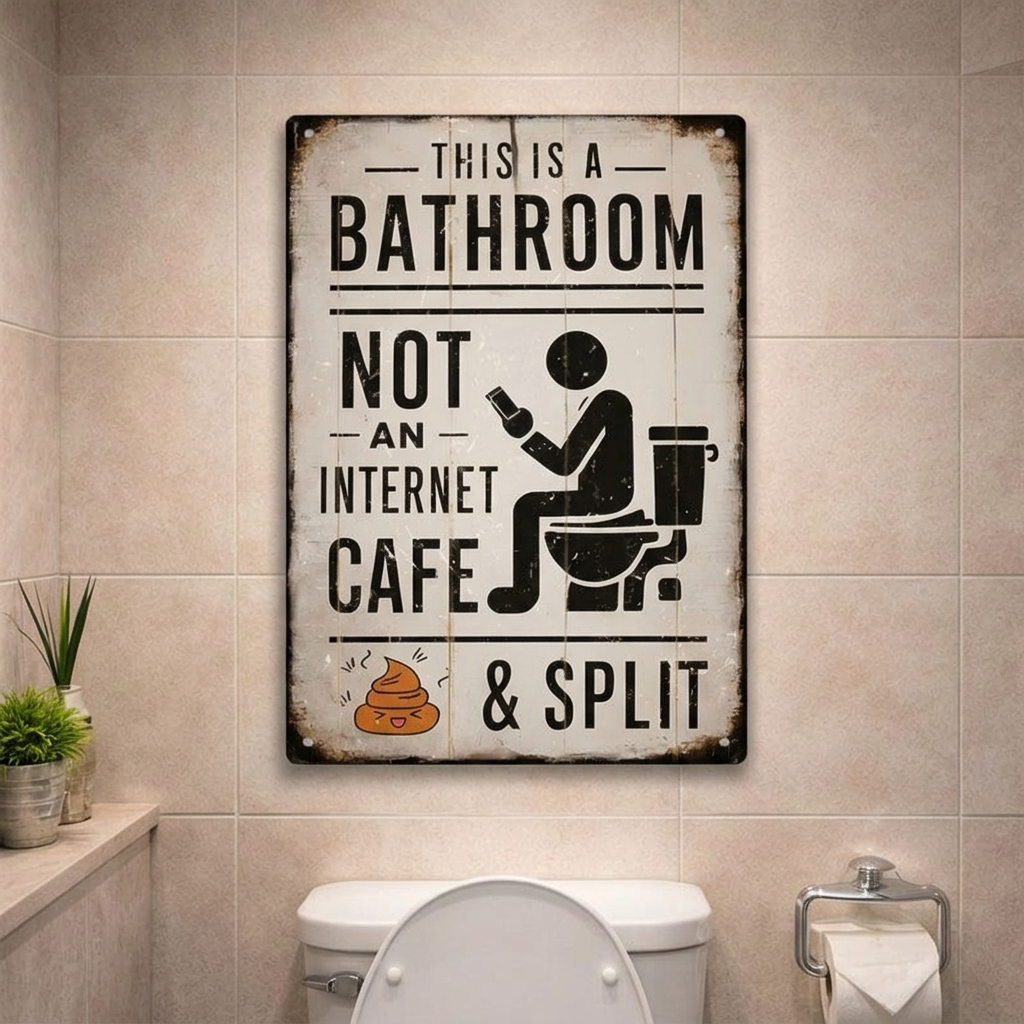 Splitline - Plaque Humoristique en Métal Vintage pour Salle de Bain