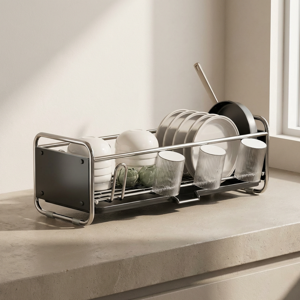Râtelier à vaisselle compact – Organisateur de cuisine efficace