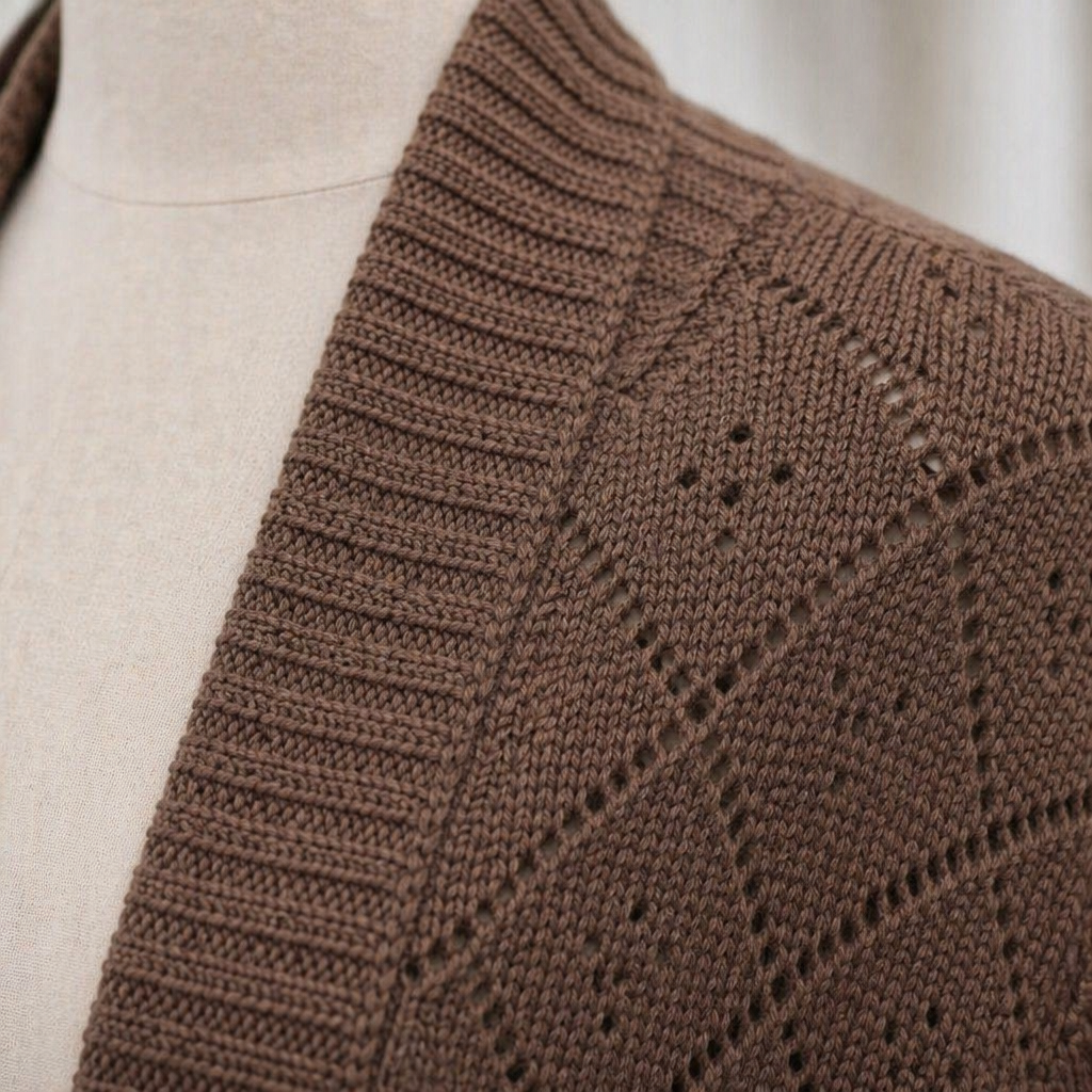 AerieLuxe™ – Cardigan en tricot ajouré à manches lanternes, ouvert devant