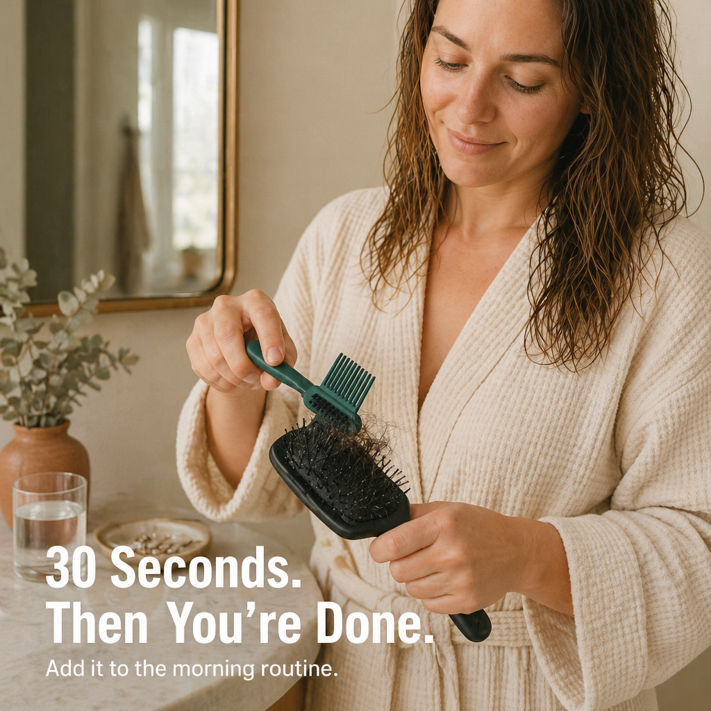 BrushVibe™ — Éliminez les Cheveux Emêlés et Frottez la Saleté de Chaque Brosse