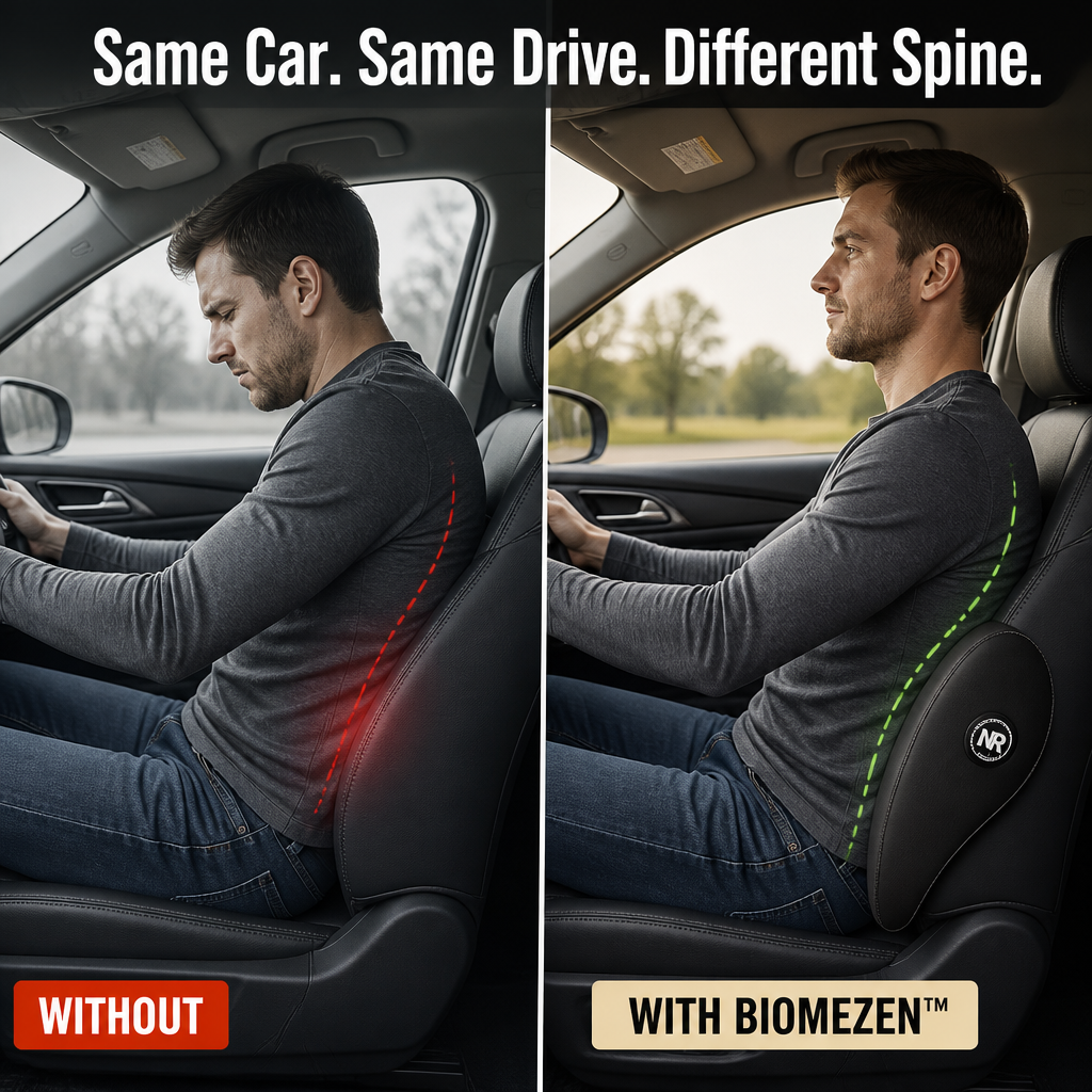 BiomeZen™ — Bercez votre cou et verrouillez votre bas du dos lors de longs trajets