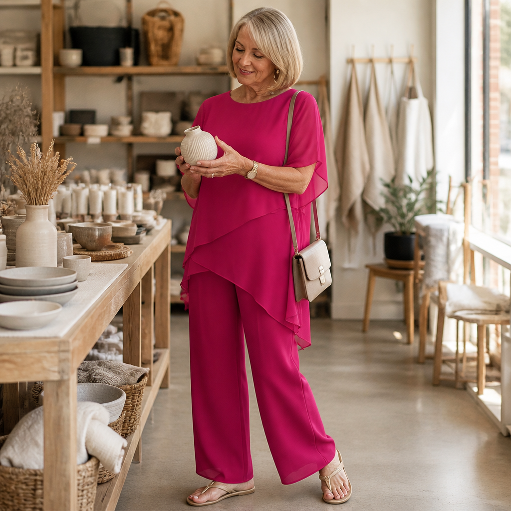 Flexiva™ – Ensemble Décontracté en Deux Pièces avec Pantalons Évasés à Tissu Souple