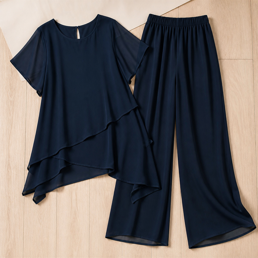 Flexiva™ – Ensemble Décontracté en Deux Pièces avec Pantalons Évasés à Tissu Souple