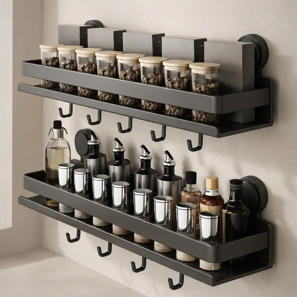 Solution de rangement d'épices murale avec ventouses