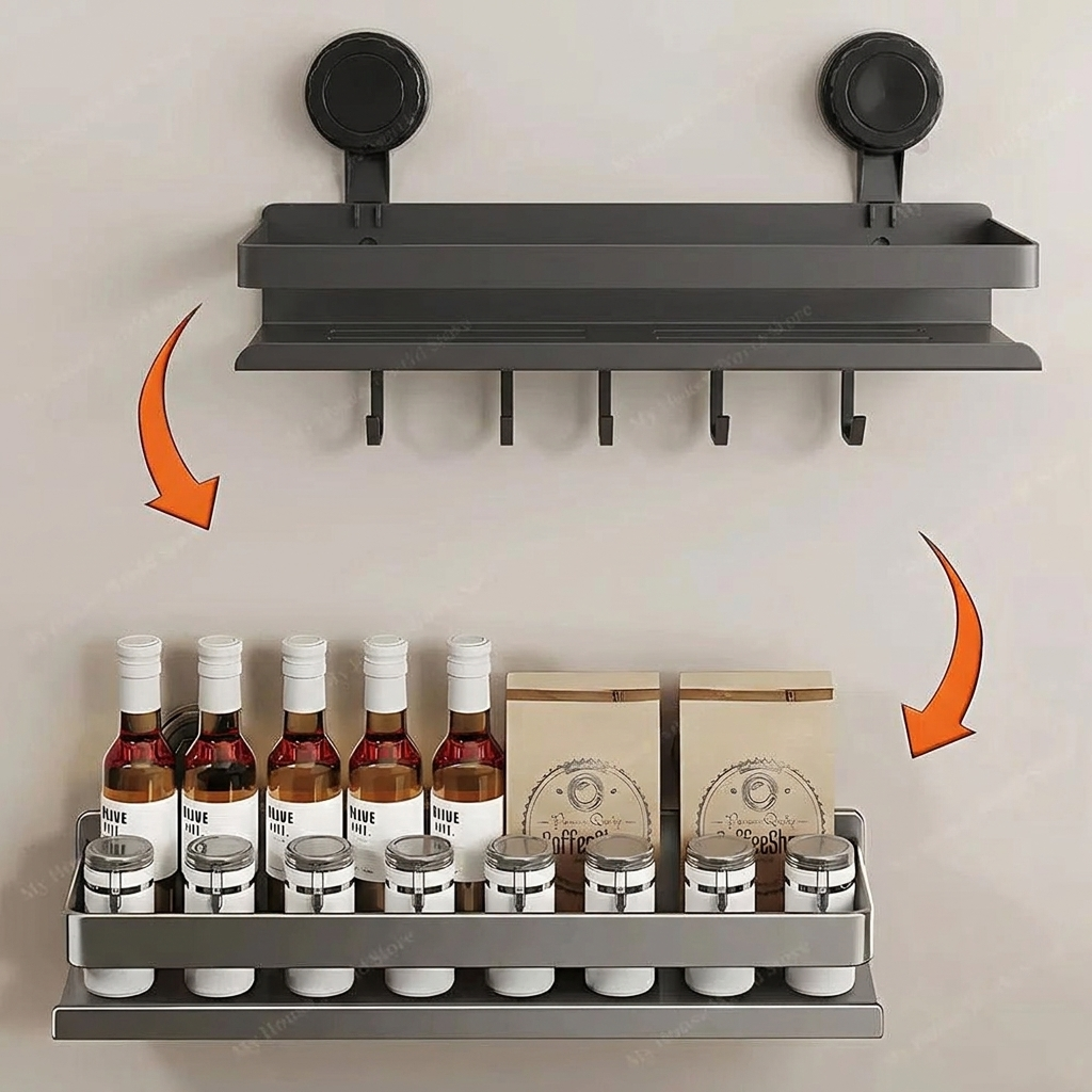 Solution de rangement d'épices murale avec ventouses