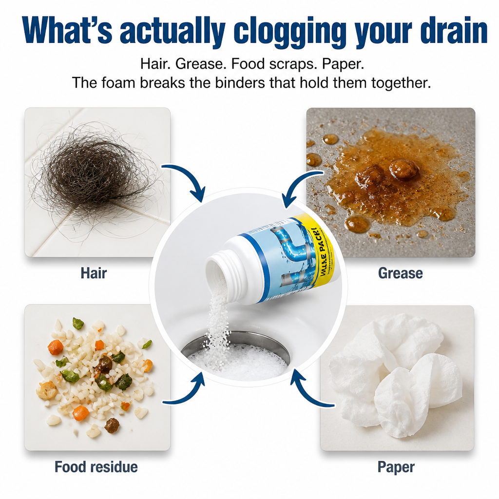 ClariFlow™ — Dissoudre les odeurs de cheveux, de graisse et de drains en 20 minutes chrono