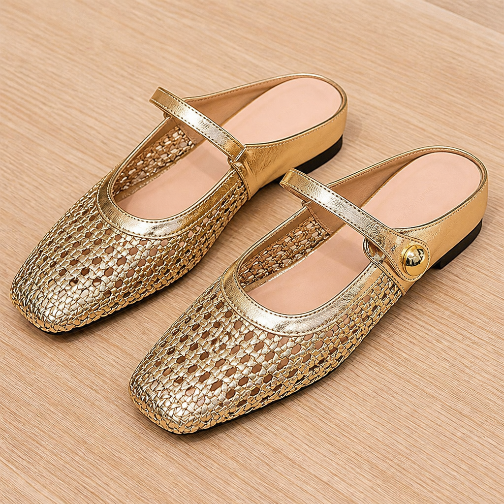 BreezeStep™ – Mules Mary Jane à bout carré tissé à la main