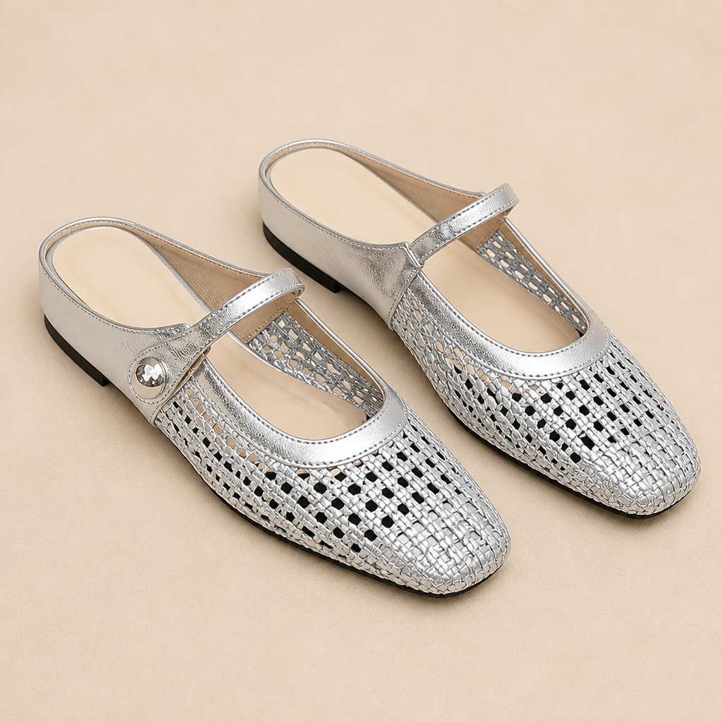 BreezeStep™ – Mules Mary Jane à bout carré tissé à la main