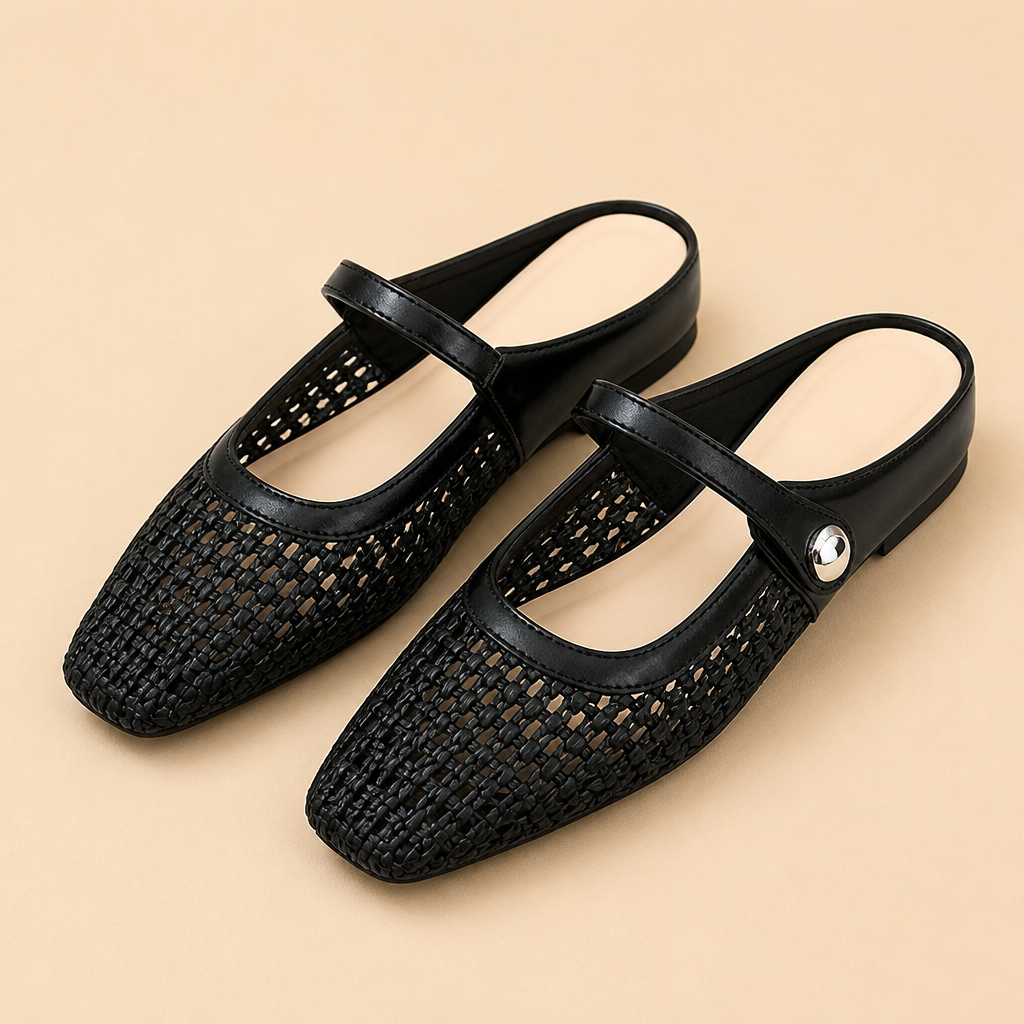BreezeStep™ – Mules Mary Jane à bout carré tissé à la main