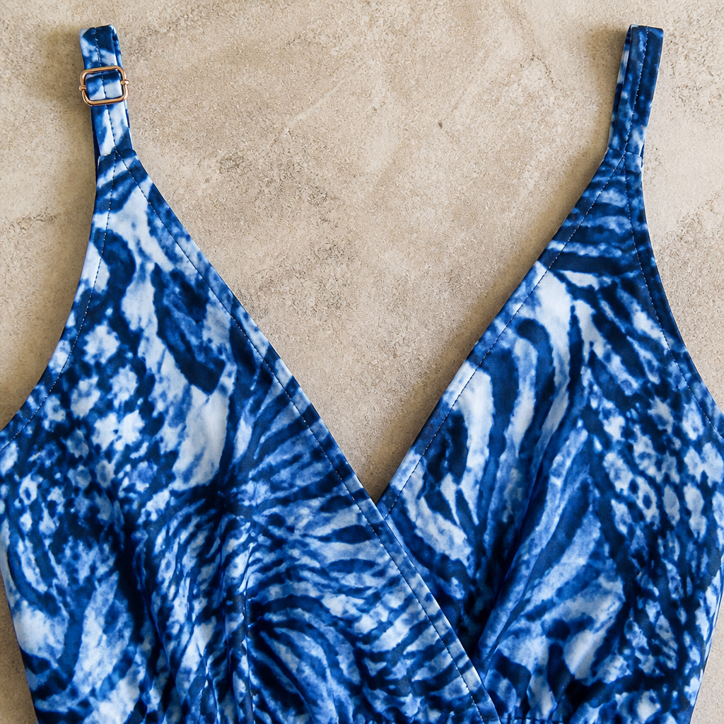 SolaraMist™ – Combinaison de bain fluide à décolleté en V avec imprimé aquarelle