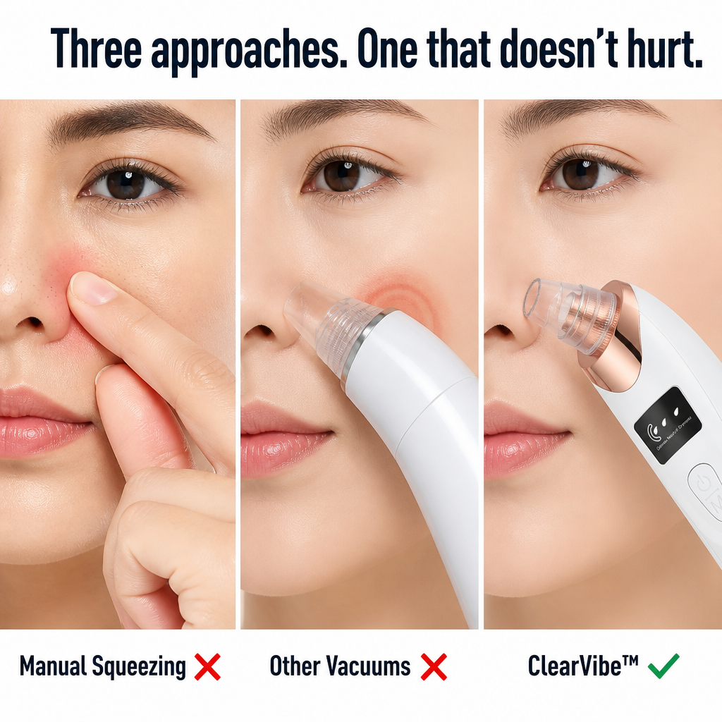 ClearVibe™ — Éliminez les Points Noirs Tenaces Sans Laisser de Cercles Rouges