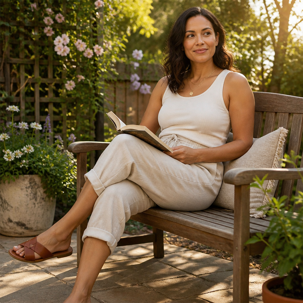 SenseLuxe™ – Pantalons Capri en Coton-Lin Respirant avec Manches Roulées