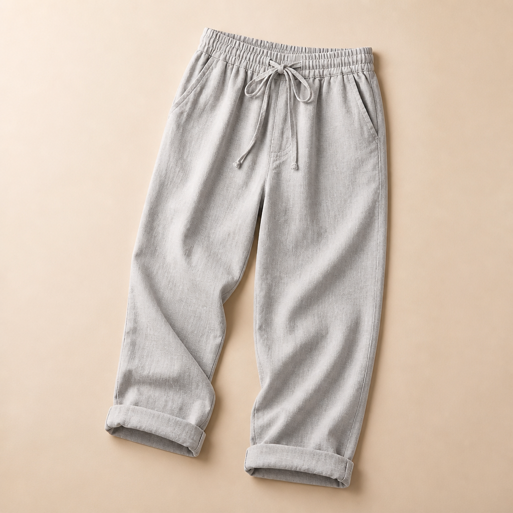 SenseLuxe™ – Pantalons Capri en Coton-Lin Respirant avec Manches Roulées