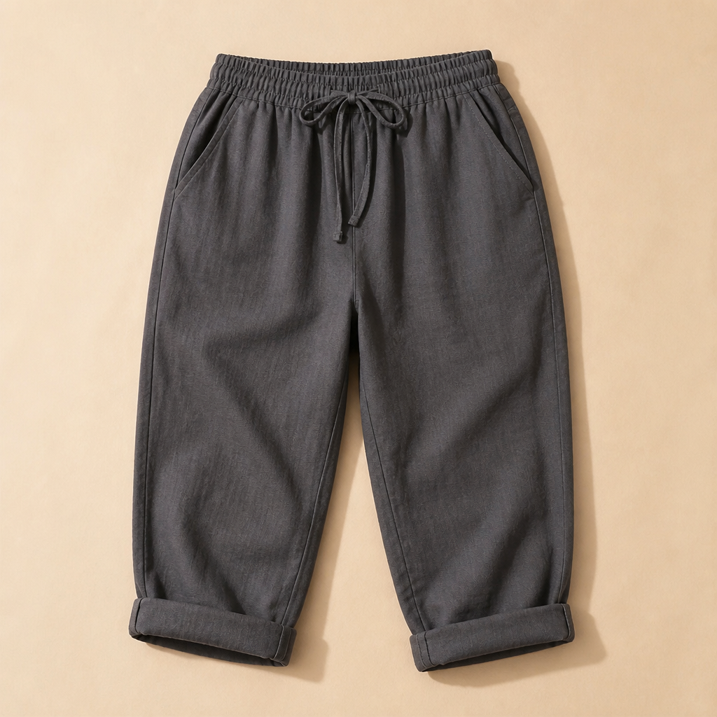 SenseLuxe™ – Pantalons Capri en Coton-Lin Respirant avec Manches Roulées