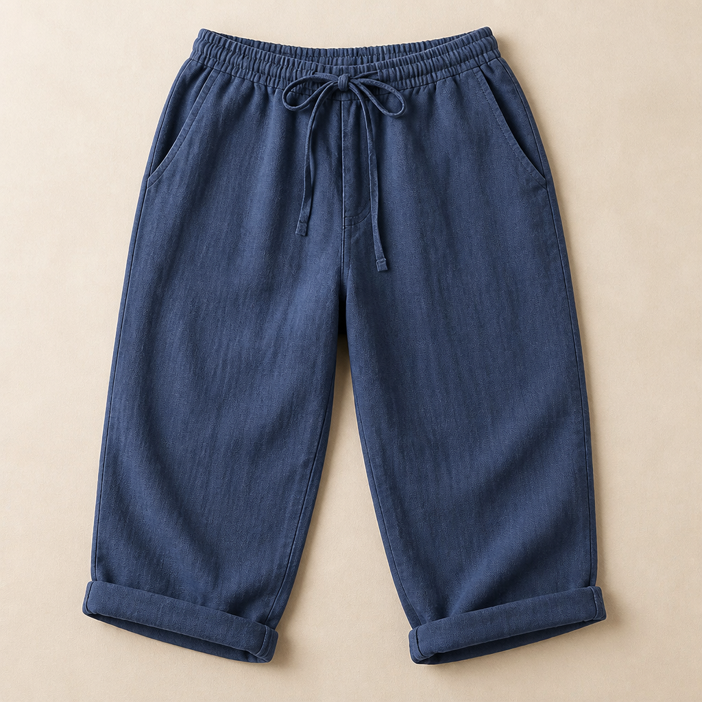 SenseLuxe™ – Pantalons Capri en Coton-Lin Respirant avec Manches Roulées