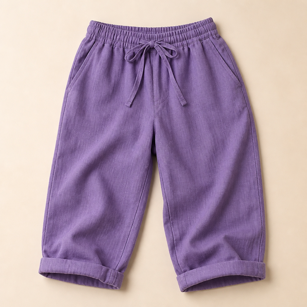 SenseLuxe™ – Pantalons Capri en Coton-Lin Respirant avec Manches Roulées