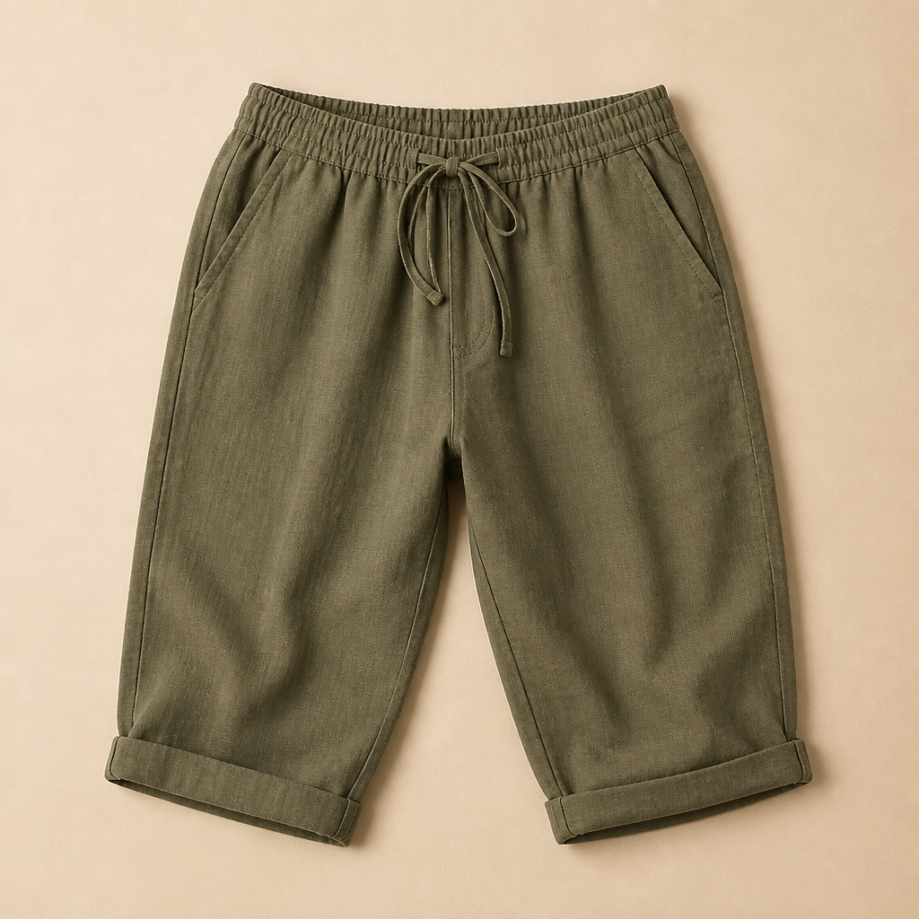 SenseLuxe™ – Pantalons Capri en Coton-Lin Respirant avec Manches Roulées