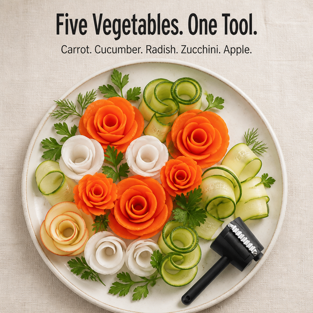 BloomCurl™ — Transformez des Carottes en Roses de Style Restaurant en Moins de 60 Secondes