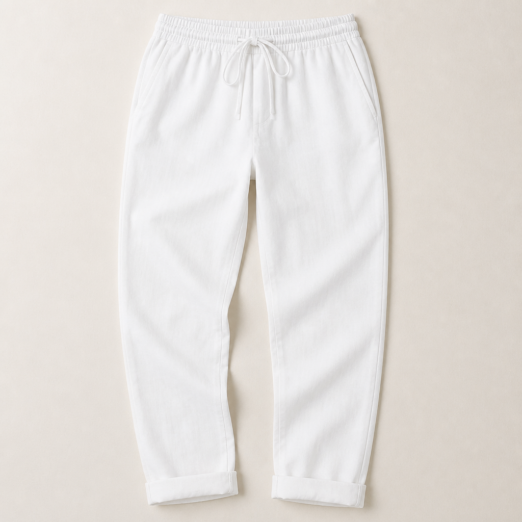 BellaSilk™ – Pantalons Tapered en Coton-Lin Détendus avec Taille Élastique à Cordon