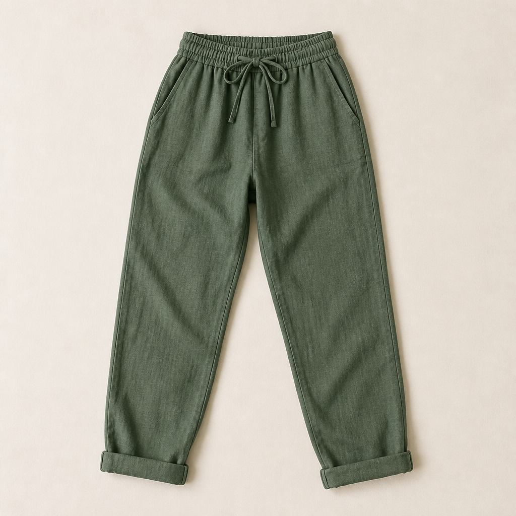 BellaSilk™ – Pantalons Tapered en Coton-Lin Détendus avec Taille Élastique à Cordon