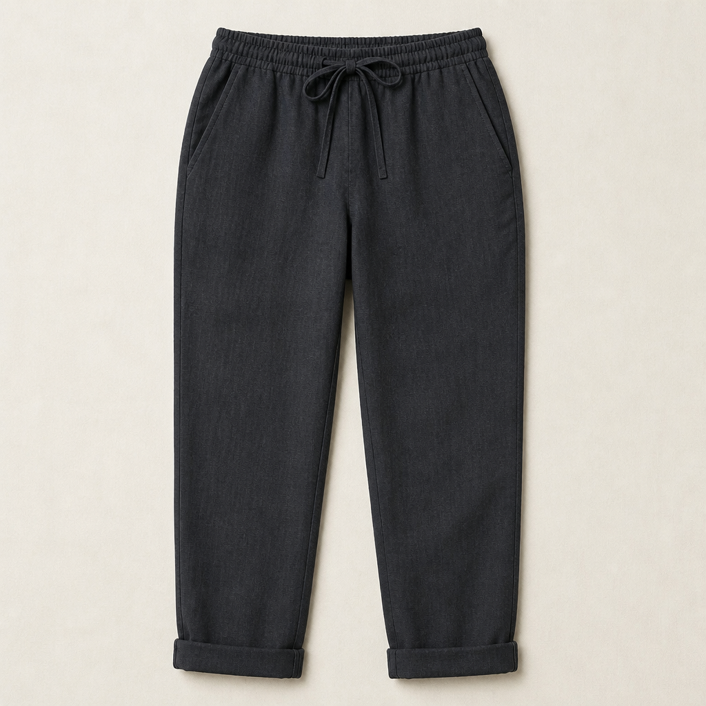 BellaSilk™ – Pantalons Tapered en Coton-Lin Détendus avec Taille Élastique à Cordon