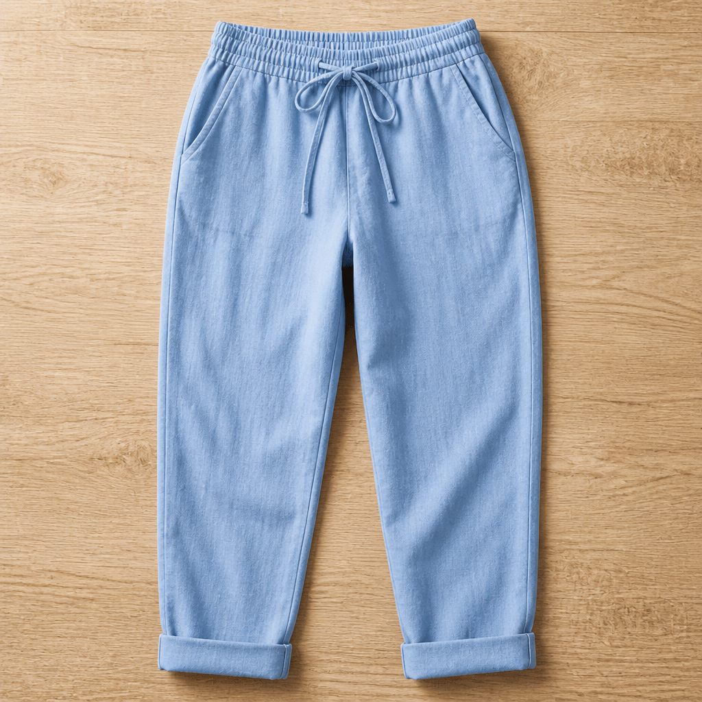 BellaSilk™ – Pantalons Tapered en Coton-Lin Détendus avec Taille Élastique à Cordon