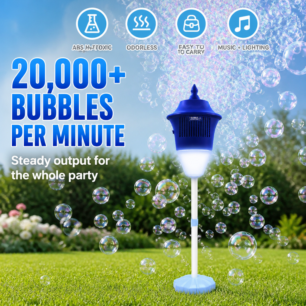 BubbleWhirl™ — Remplissez n'importe quelle fête avec 20 000 bulles, couleur LED et musique