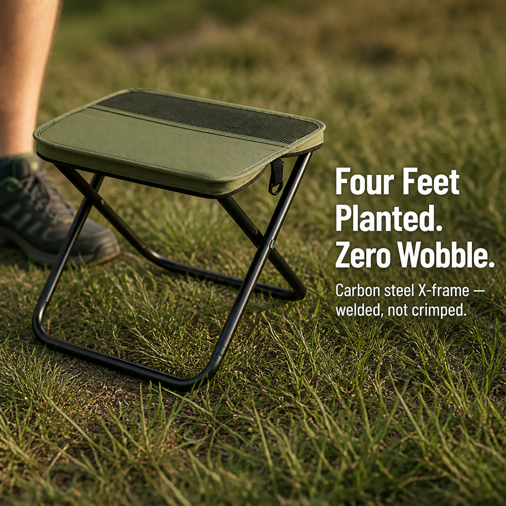 TrailEase™ — Un tabouret de 330 lb qui se plie à la taille d'une bouteille d'eau