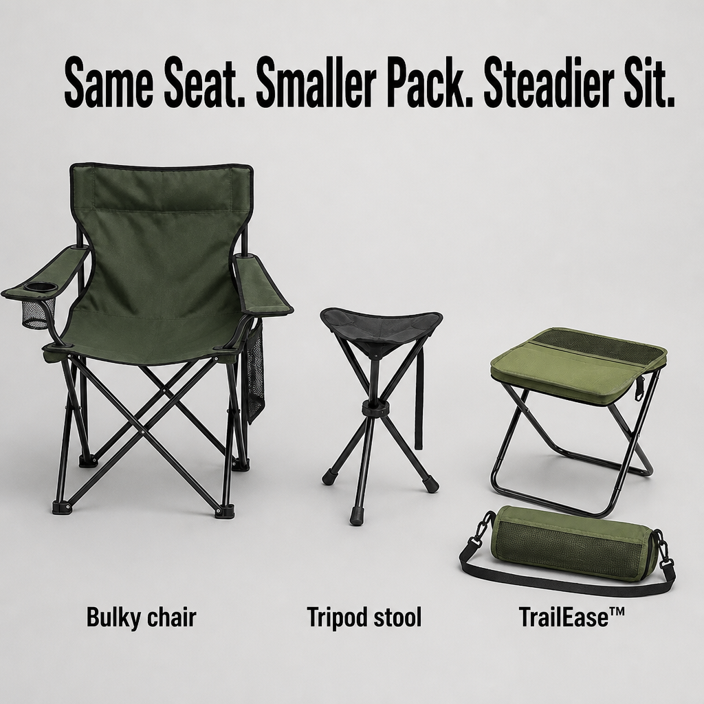 TrailEase™ — Un tabouret de 330 lb qui se plie à la taille d'une bouteille d'eau