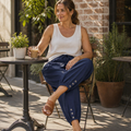 LunaEase™ – Pantalons courts en coton-lin avec ourlet à boutons