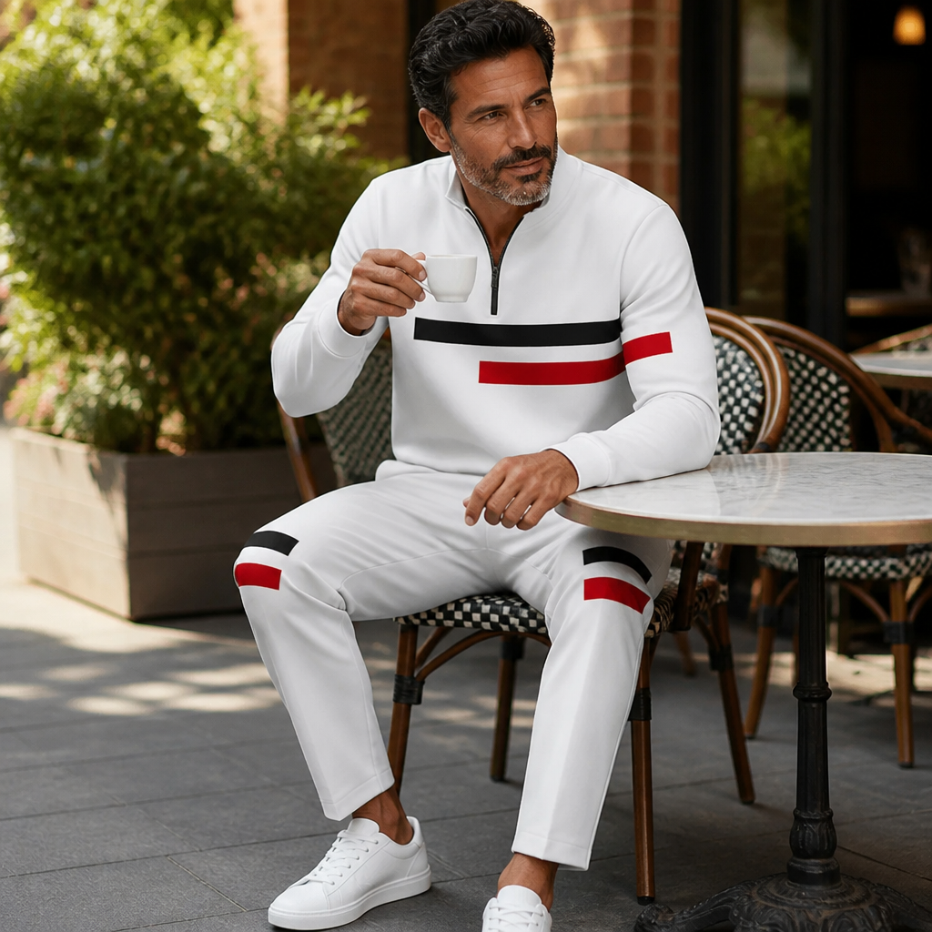 RevitaFit™ – Ensemble Deux Pièces à Coloris Audacieux avec Col Montant à Demi-Zip