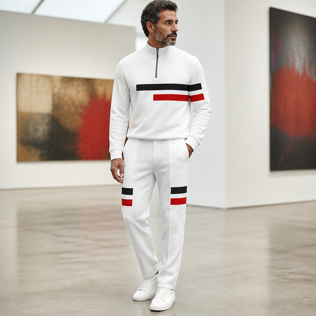 RevitaFit™ – Ensemble Deux Pièces à Coloris Audacieux avec Col Montant à Demi-Zip