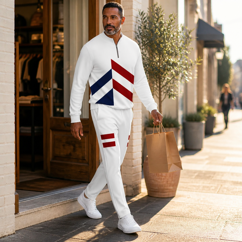 RevitaFit™ – Ensemble Deux Pièces à Coloris Audacieux avec Col Montant à Demi-Zip