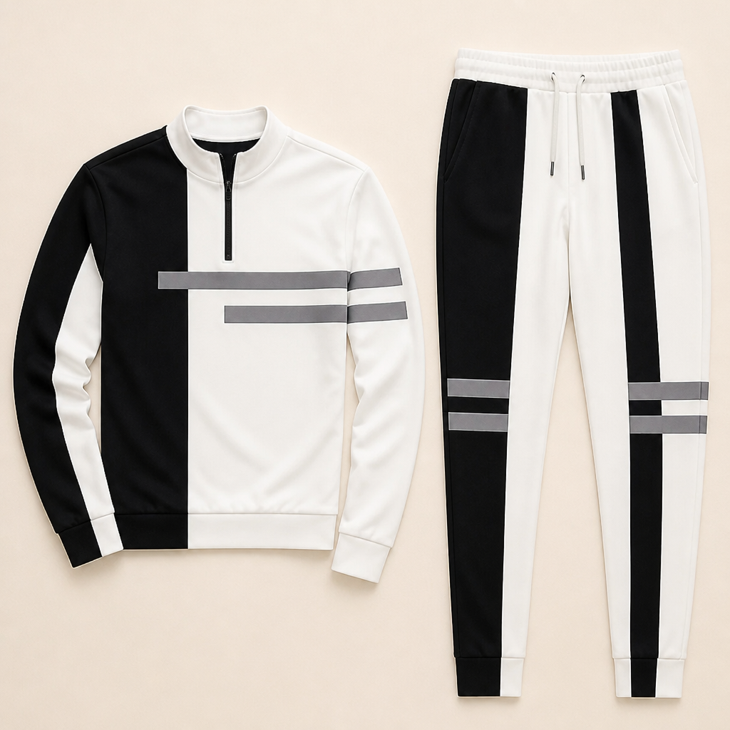 RevitaFit™ – Ensemble Deux Pièces à Coloris Audacieux avec Col Montant à Demi-Zip