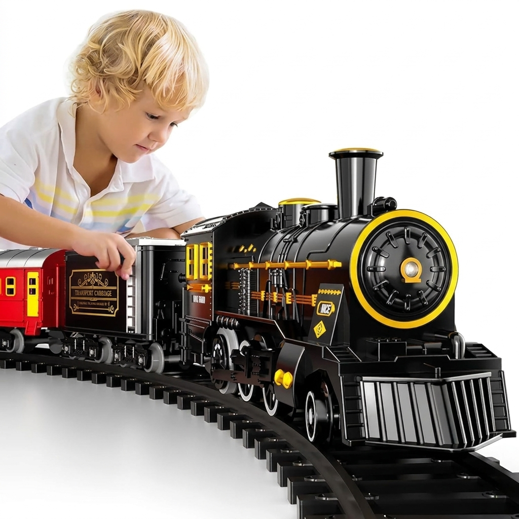Ensemble de Train Électrique pour Enfants – Fonctionnement sur Batterie avec Effets Sonores