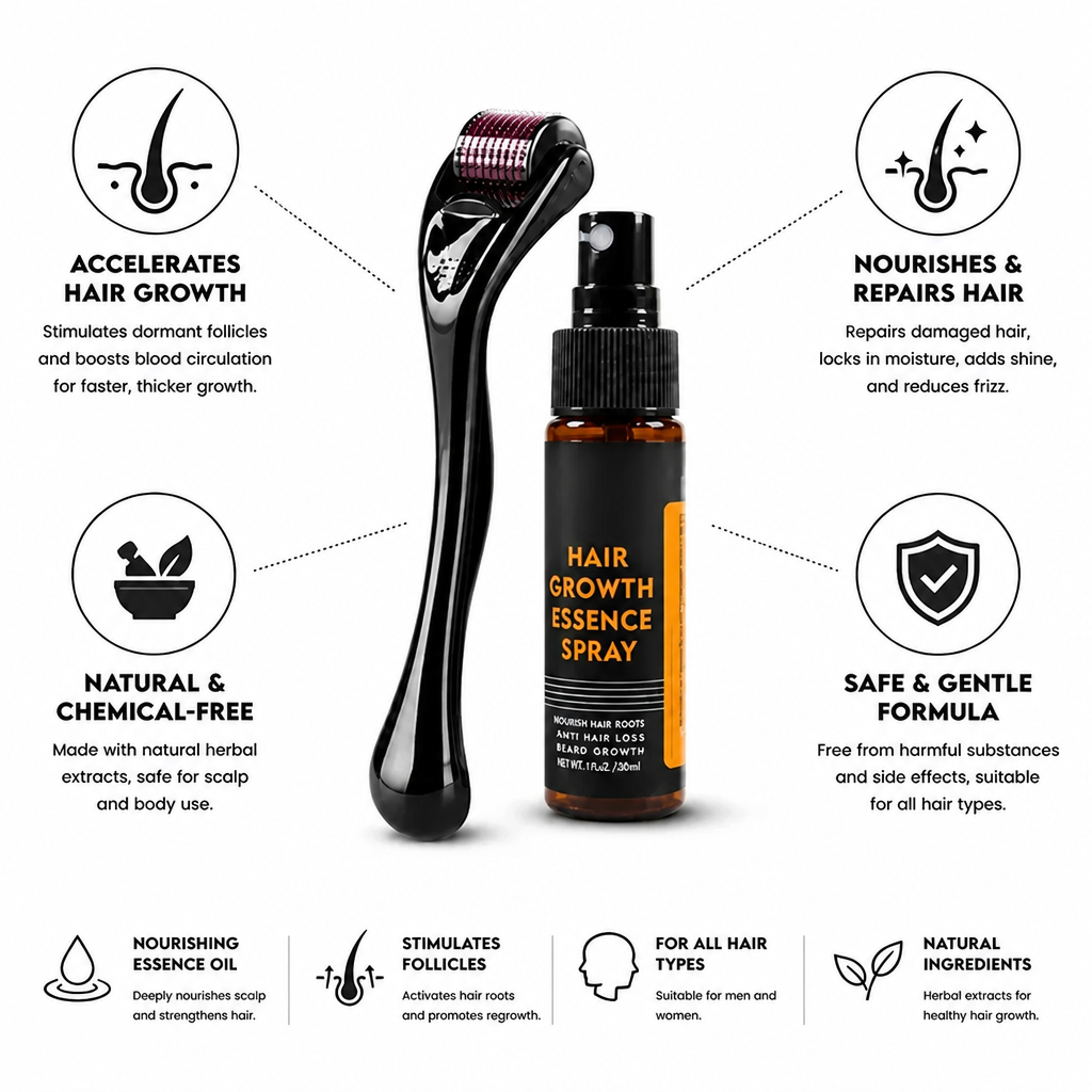 Ensemble de Croissance Capillaire Derma Microneedle Roller & Essence 30ml