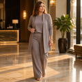 LuxeAura™ – Ensemble de salon élégant en 3 pièces avec cardigan long ouvert