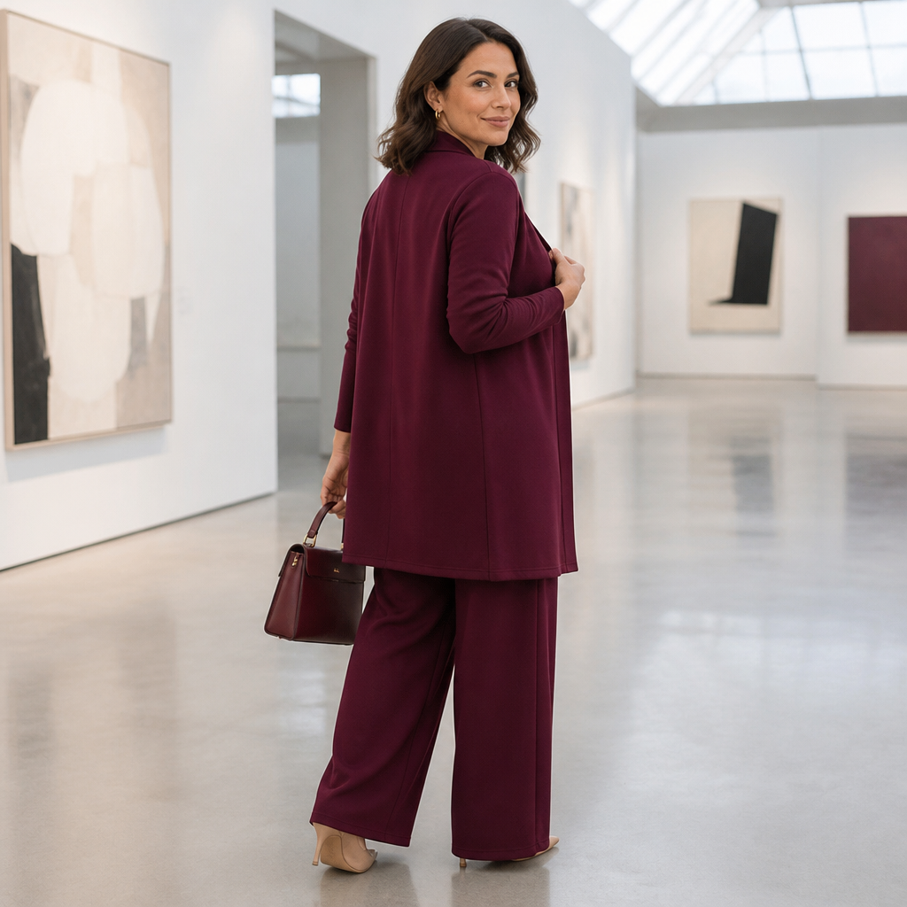 LuxeAura™ – Ensemble de salon élégant en 3 pièces avec cardigan long ouvert