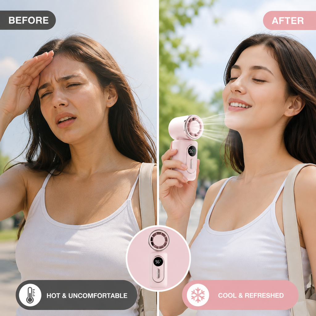 BreezePulse™ — Libérez une fraîcheur instantanée et sans les mains où que vous alliez