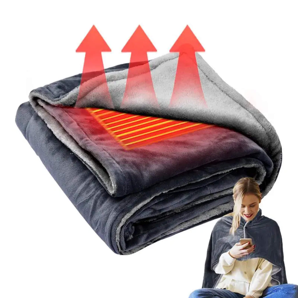 Couverture Électrique avec Fleece – Couverture Portable Chauffante et Poncho