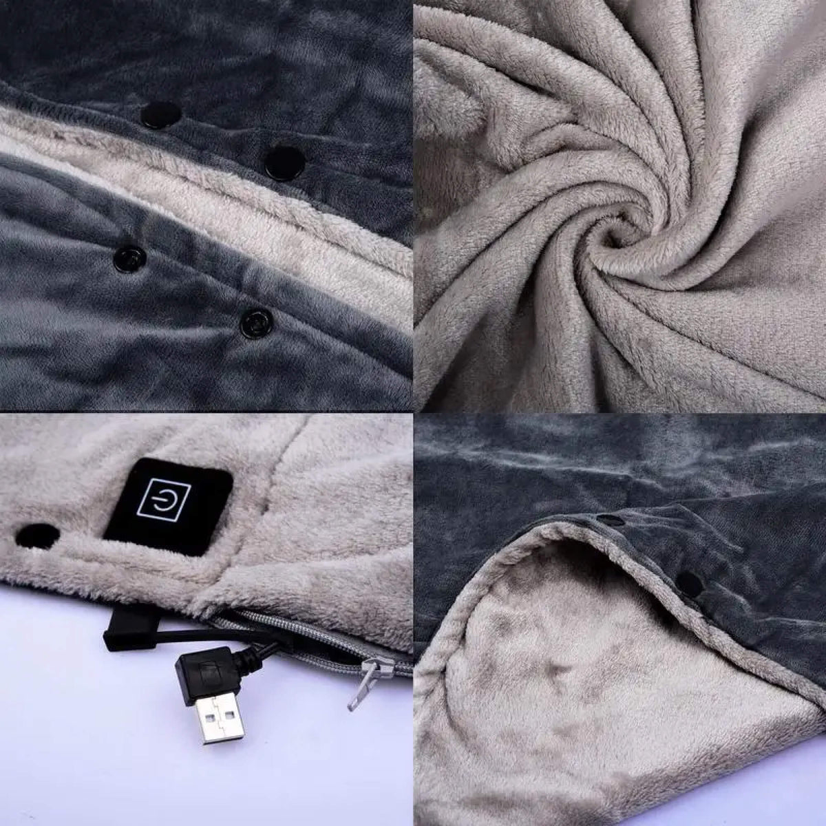 Couverture Électrique avec Fleece – Couverture Portable Chauffante et Poncho