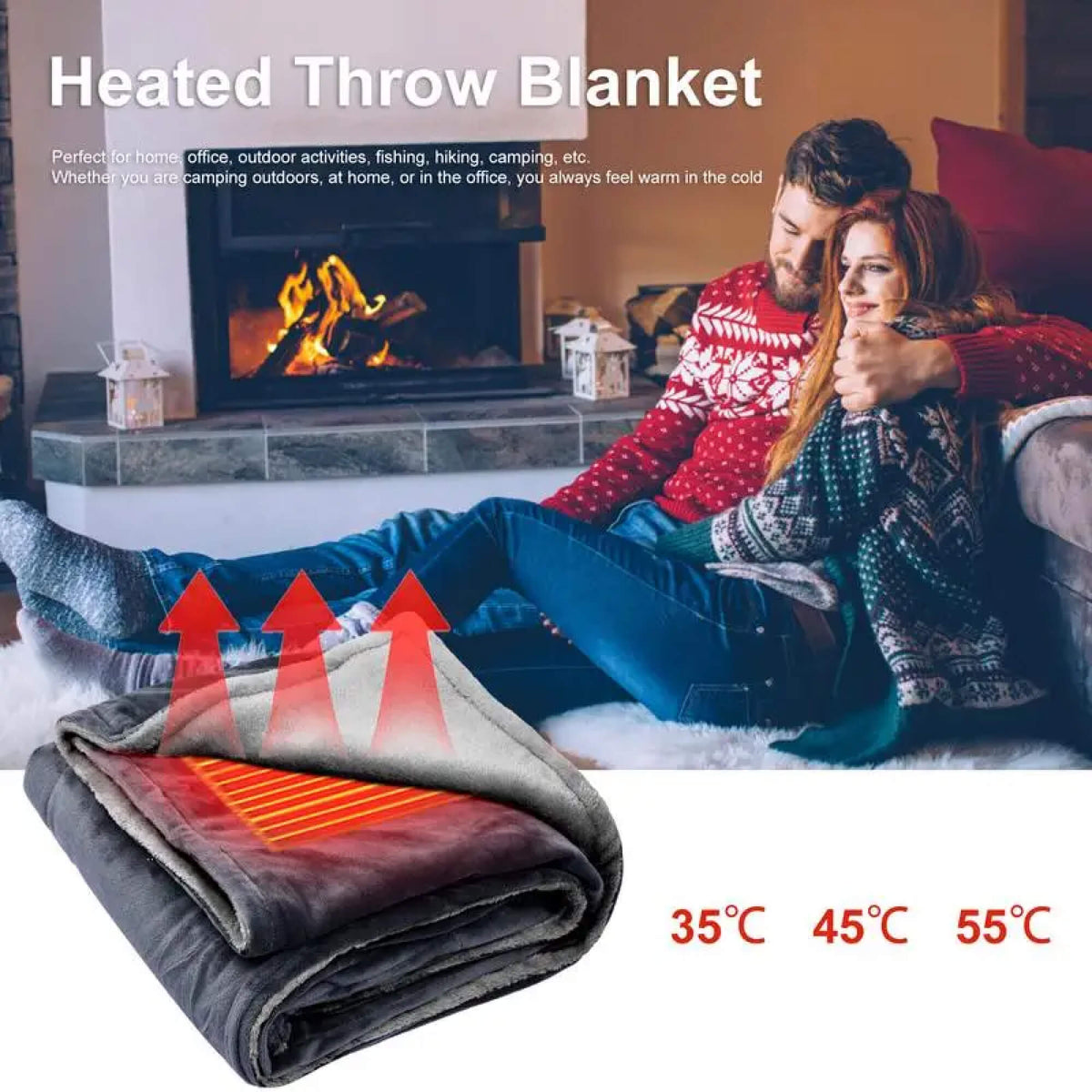 Couverture Électrique avec Fleece – Couverture Portable Chauffante et Poncho